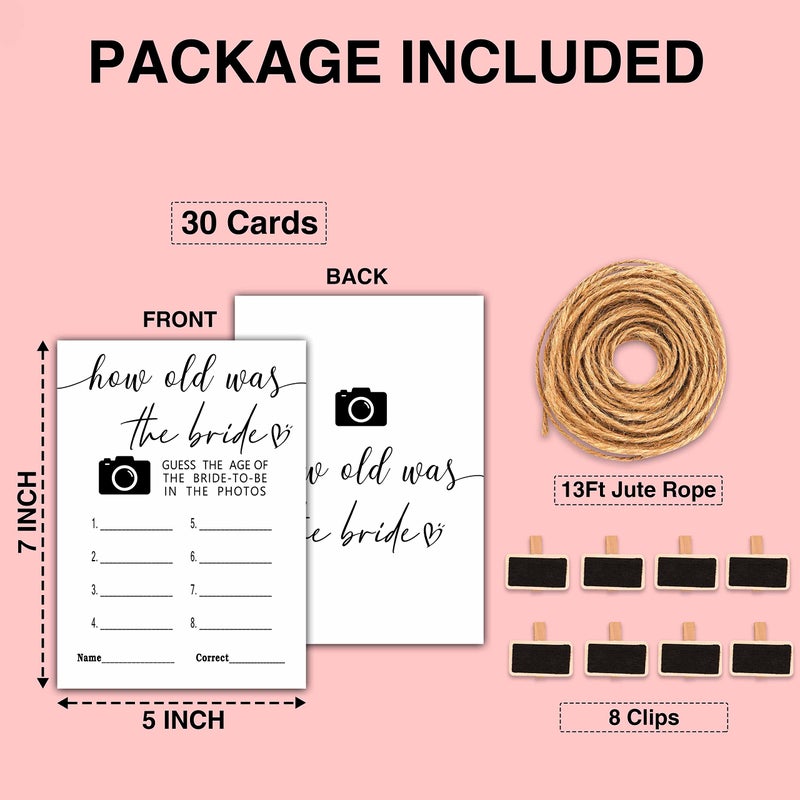 Tedea Bridal Shower Games, How Old Was The Bride To Be Bachelorette Party Games, Wedding Shower Games, Set Of 30 Game Cards (B01) - Image 2