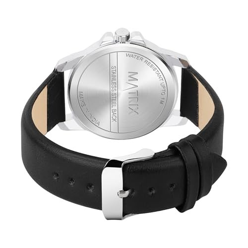 Matrix Hype Collection Day & Date Analogue Wrist Watch with Leather Strap for Men & Boys (Black) - Image 5