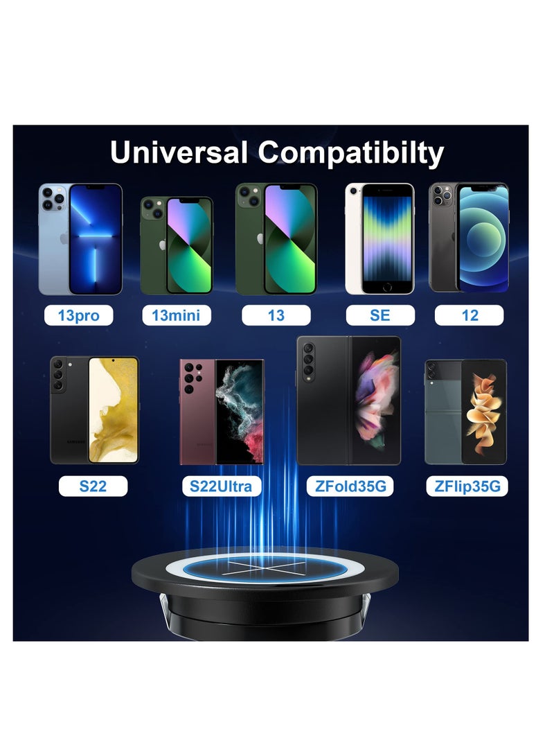 Excefore Invisible Wireless Charger, Desk Wireless Charger, Desktop Grommet Power Wireless Charging Pad, for iPhone, Samsung, Airpods and All Phones with Wireless Charging (Black) - Image 2