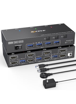 Dual Monitor KVM Switch USB 3.0 HDMI-Compatible KVM Switch 2 Monitors 3 PCs 4K@60Hz 2K@144Hz, EDID Emulator, Dual Monitor KVM Switch with 4 USB 3.0 Ports - pzsku/ZE68C940B9BD01C71B0E6Z/45/_/1714124650/c094045c-972b-4891-90d7-1df3e3e6397e