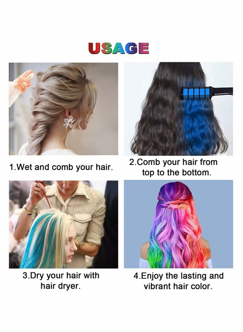 Excefore 10 Colors Mini Hair Chalk Set, Hair Chalk Comb Temporary Washable Hair Color Dye DIY Hair Color for Girls Kids New Year Birthday Party Cosplay - Image 4