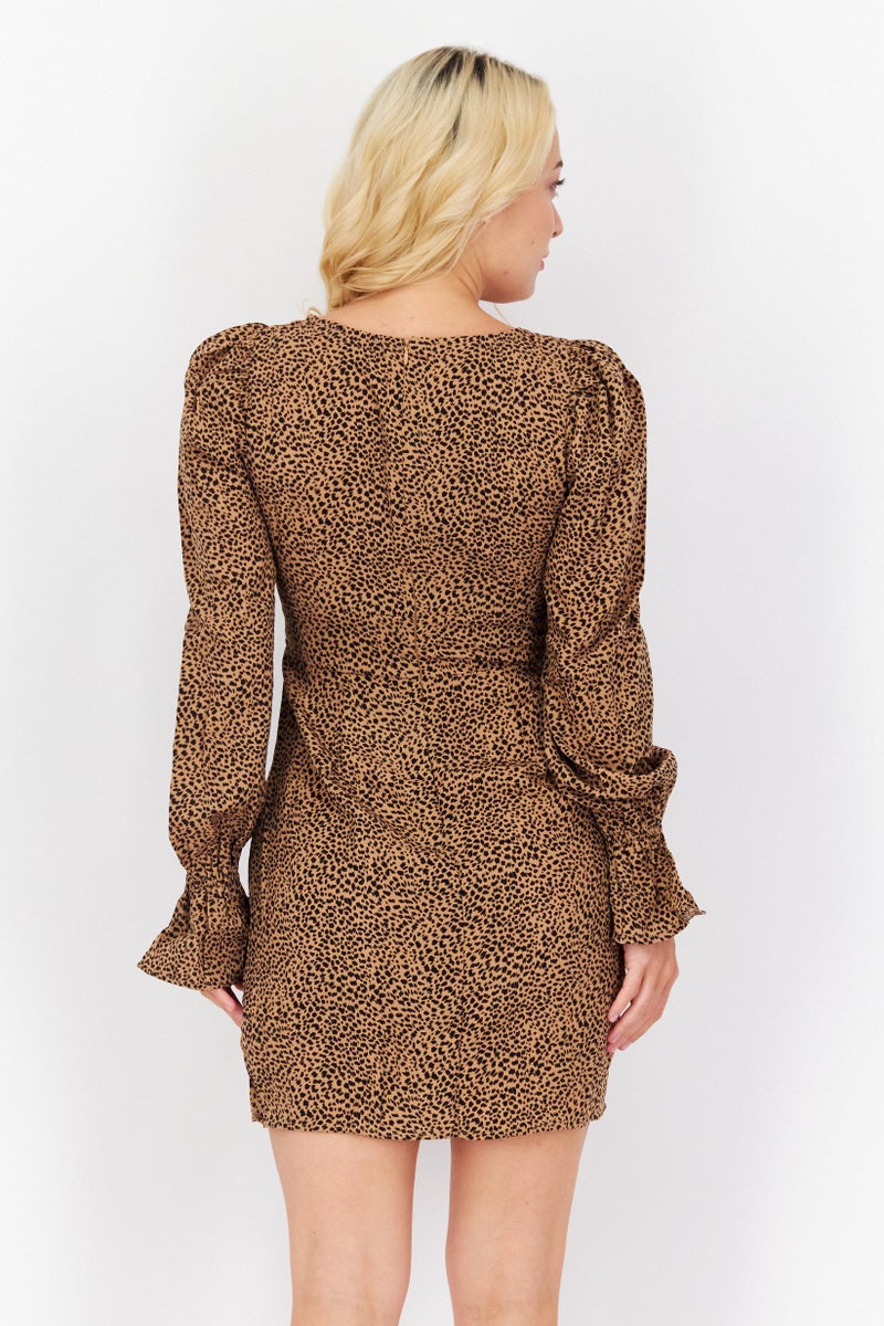 In the style Women Animal Print Mini Casual Dress, Multicolor - Image 4