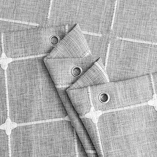 MitoVilla Modern Farmhouse Shower Curtain Set, Grey Boho Shower Curtains for Bathroom Decor, Vintage Rustic Thick Linen Fabric , Country Tassel Cloth, 72 x 72 - Image 4