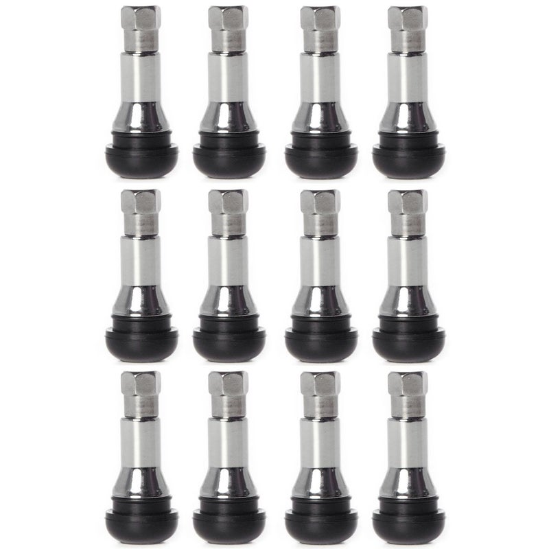 Circuit Performance Chrome Rubber Valve Stems TR413 30mm 12 Pieces
