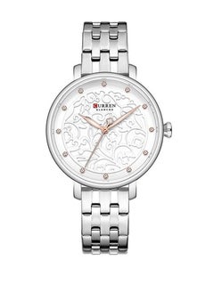 9046 Quartz Movement Round Dial Stainless Steel Strap Waterproof Women Wristwatch - Silver