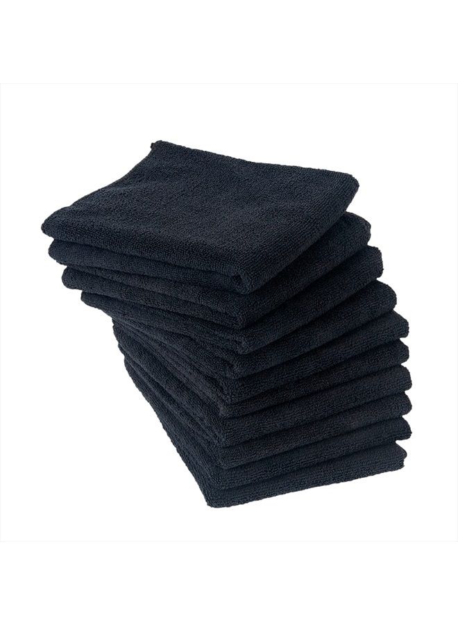 Eurow Microfiber Salon Towels, 16 by 29 Inches, Black, Pack of 10 - Image 1
