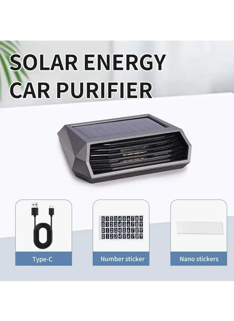 AROAQ - Solar Car Air Purifier with USB Oxygen Cleaner, Negative Ion HEPA Filter, and PM2.5 Remover Car Interior Accessory - Image 1
