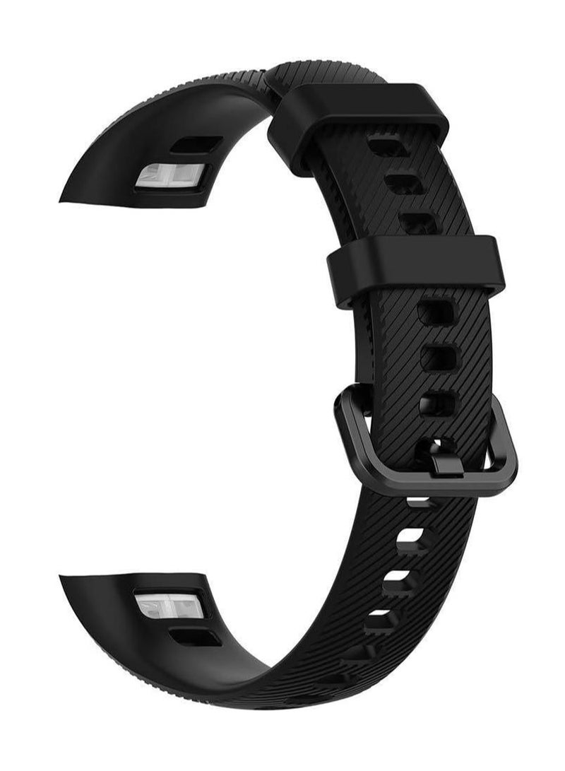 Generic Silicone Wristband For Huawei Honor Band 4/Band 5 Smart Watch Replacement Bracelet Strap -Black - Image 1