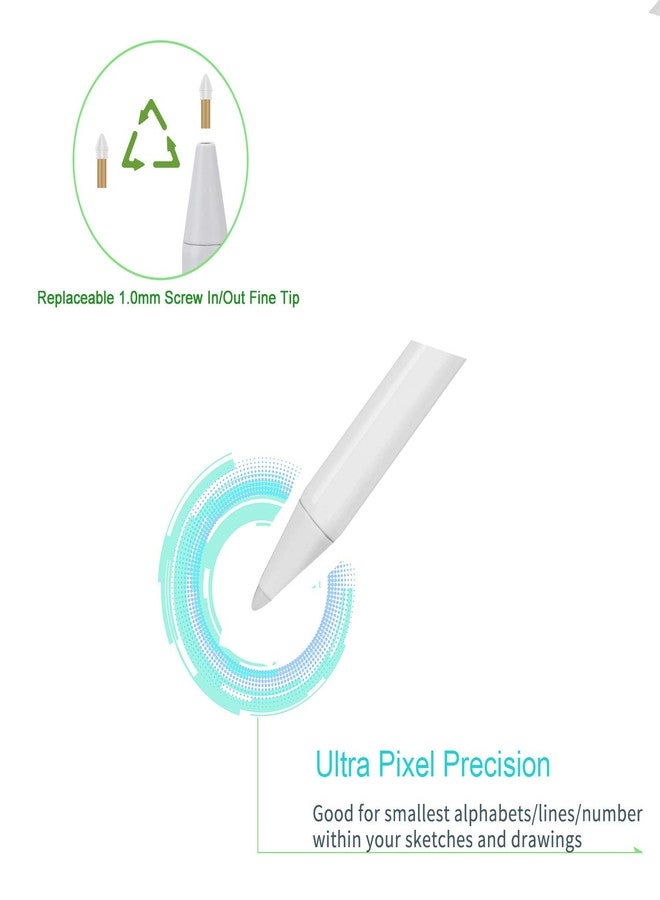 EVACH قلم رصاص لجهاز آبل آيباد إير الجيل 5/4/3، قلم ستايلس مع رفض راحة اليد لجهاز آيباد إير الجيل 5/4/3، قلم ستايلس متوافق مع قلم آبل الجيل 2 لجهاز آيباد إير 5/4/3، أبيض - Image 5