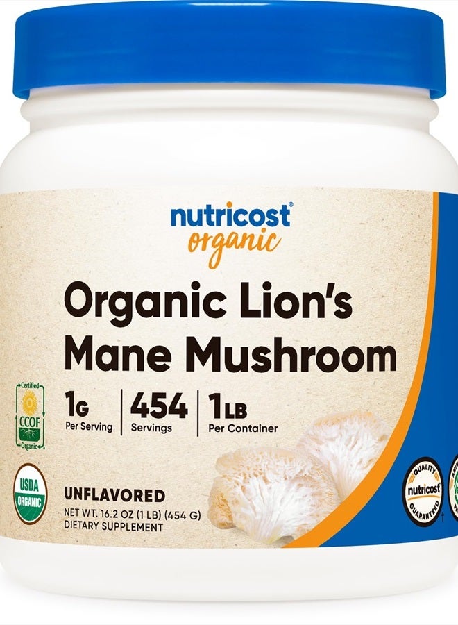 Nutricost Organic Lion's Mane Mushroom Powder 1LB - Image 1