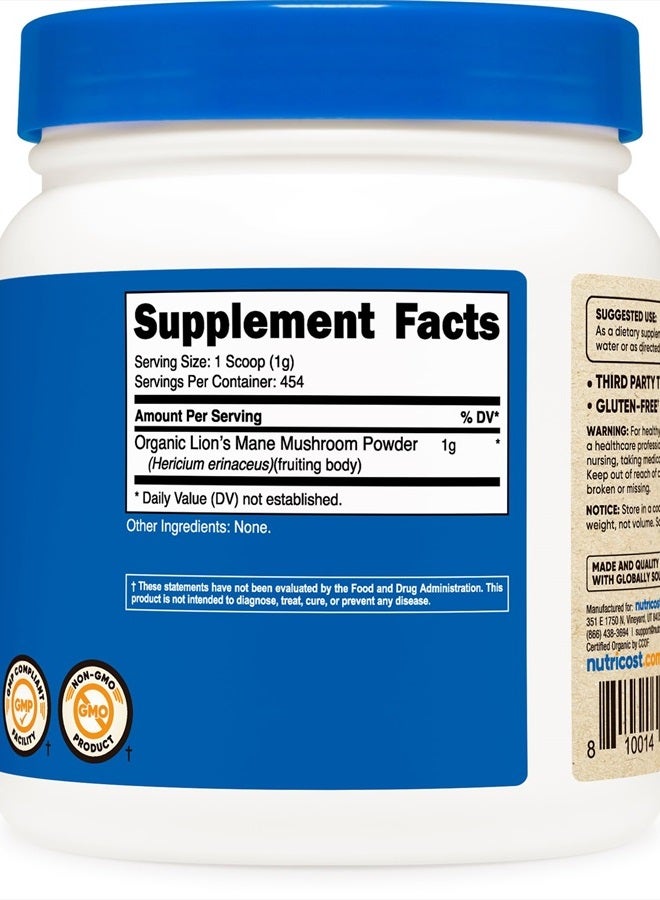 Nutricost Organic Lion's Mane Mushroom Powder 1LB - Image 5