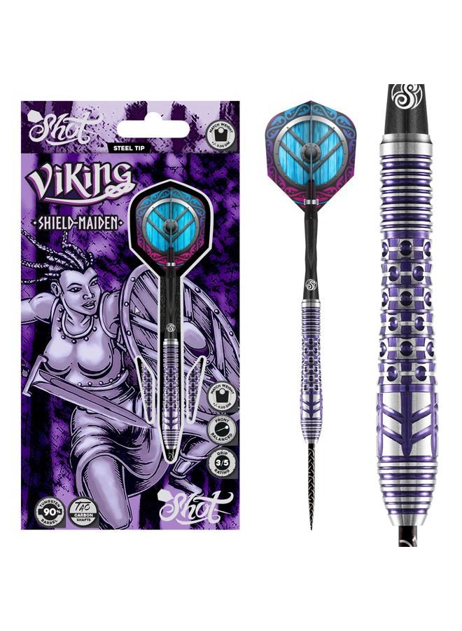 Shot! Darts Viking Shield Maiden 90% Tungsten Pro Throwing Steel Tip Set, Professional Made In New Zealand Designed Dart Flights For Women & Men Metal Bar Adults - Image 1