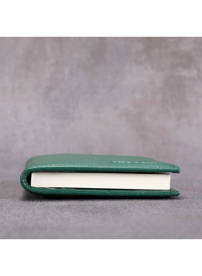HISCOW Minimalist Checkbook Cover - Full Grain Leather, Pebbled Green, One Size, Minimalist - Image 3