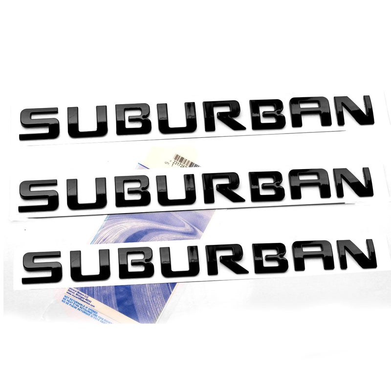 Yoaoo 3Pack OEM Black Suburban Nameplate Emblems Letter Badges Compatible with Suburban Glossy Shiny