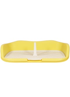 MAJIBAO Dog potty tray, Indoor dog training toilet with column design, Detachable grid, and Raised fence, Pet pee pad holder for medium to large-sized breeds, Easy to clean 55 cm (Yellow)  - Image 1