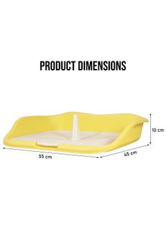 MAJIBAO Dog potty tray, Indoor dog training toilet with column design, Detachable grid, and Raised fence, Pet pee pad holder for medium to large-sized breeds, Easy to clean 55 cm (Yellow)  - Image 2