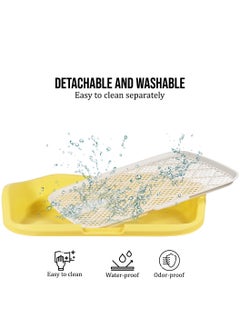 MAJIBAO Dog potty tray, Indoor dog training toilet with column design, Detachable grid, and Raised fence, Pet pee pad holder for medium to large-sized breeds, Easy to clean 55 cm (Yellow)  - Image 3
