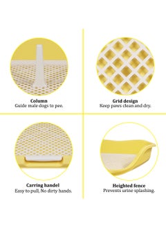 MAJIBAO Dog potty tray, Indoor dog training toilet with column design, Detachable grid, and Raised fence, Pet pee pad holder for medium to large-sized breeds, Easy to clean 55 cm (Yellow)  - Image 4