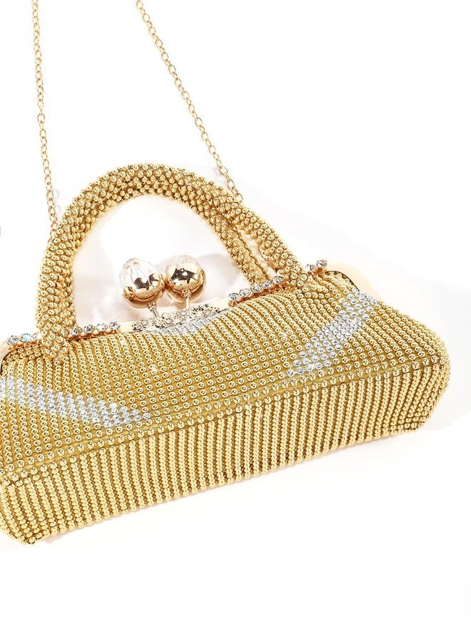 FULAIDA® Sparkling Rhinestones Handbag for Women Polyester Crossbody Purse with Chain Strap for Wedding Prom - Image 3