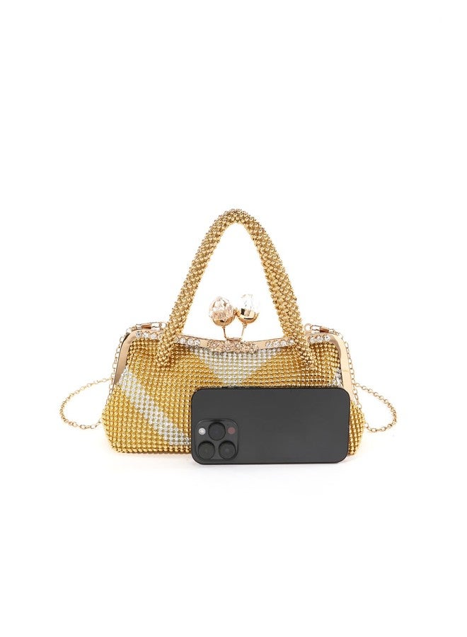 FULAIDA® Sparkling Rhinestones Handbag for Women Polyester Crossbody Purse with Chain Strap for Wedding Prom - Image 2