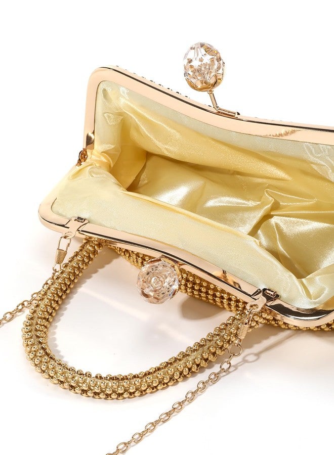 FULAIDA® Sparkling Rhinestones Handbag for Women Polyester Crossbody Purse with Chain Strap for Wedding Prom - Image 4