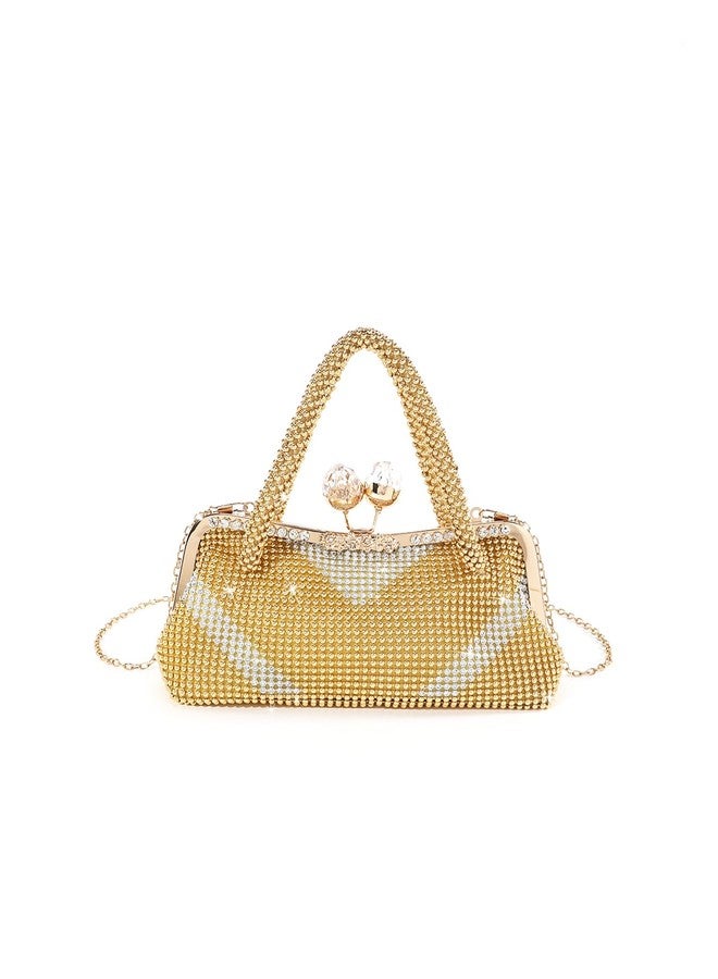 FULAIDA® Sparkling Rhinestones Handbag for Women Polyester Crossbody Purse with Chain Strap for Wedding Prom - Image 1
