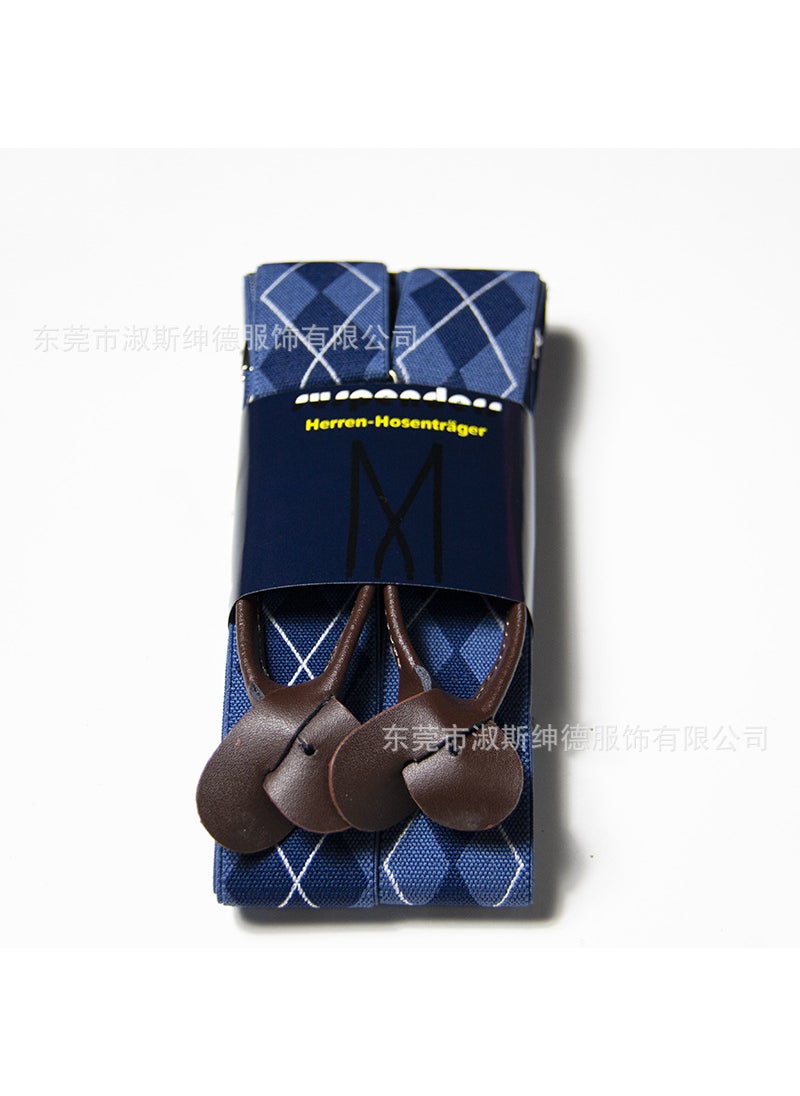 Generic Leather Suspenders for Men 32 Colors Button-End Rhombus 