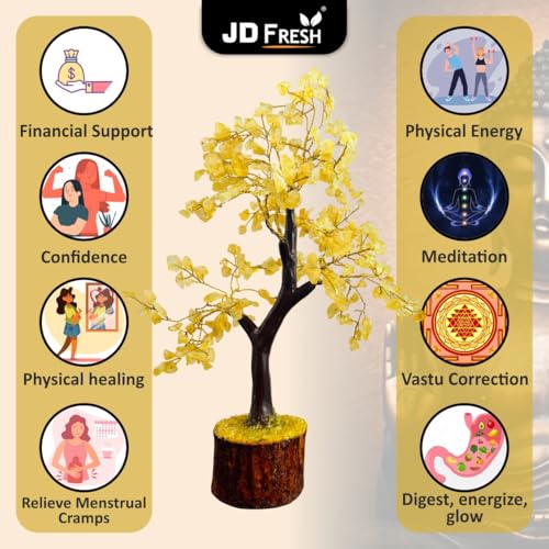JD FRESH Certified Citrine Money Tree for Wealth/Success/Prosperity/Natural Gemstone Crystal Tree for Positive Energy/Good Luck/Reiki/Vastu/Handcrafted 300 Beads Stone Bonsai Feng Shui Home Décor Gift - Image 4