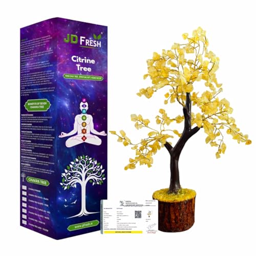 JD FRESH Certified Citrine Money Tree for Wealth/Success/Prosperity/Natural Gemstone Crystal Tree for Positive Energy/Good Luck/Reiki/Vastu/Handcrafted 300 Beads Stone Bonsai Feng Shui Home Décor Gift - Image 1