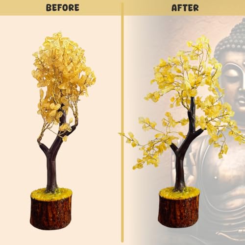 JD FRESH Certified Citrine Money Tree for Wealth/Success/Prosperity/Natural Gemstone Crystal Tree for Positive Energy/Good Luck/Reiki/Vastu/Handcrafted 300 Beads Stone Bonsai Feng Shui Home Décor Gift - Image 5