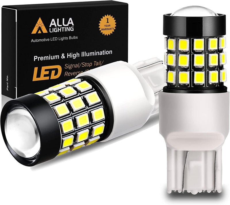 Alla Lighting ألا لايتينج مُحدث حديثًا T20 7440 7443 LED للإضاءة الخلفية والرجوع، والإشارة، والفرامل، أو مصابيح تشغيل النهار، 6000K زينون أبيض، سوبر بر��يت 2835-SMD 360° للسيارات والشاحنات - Image 1