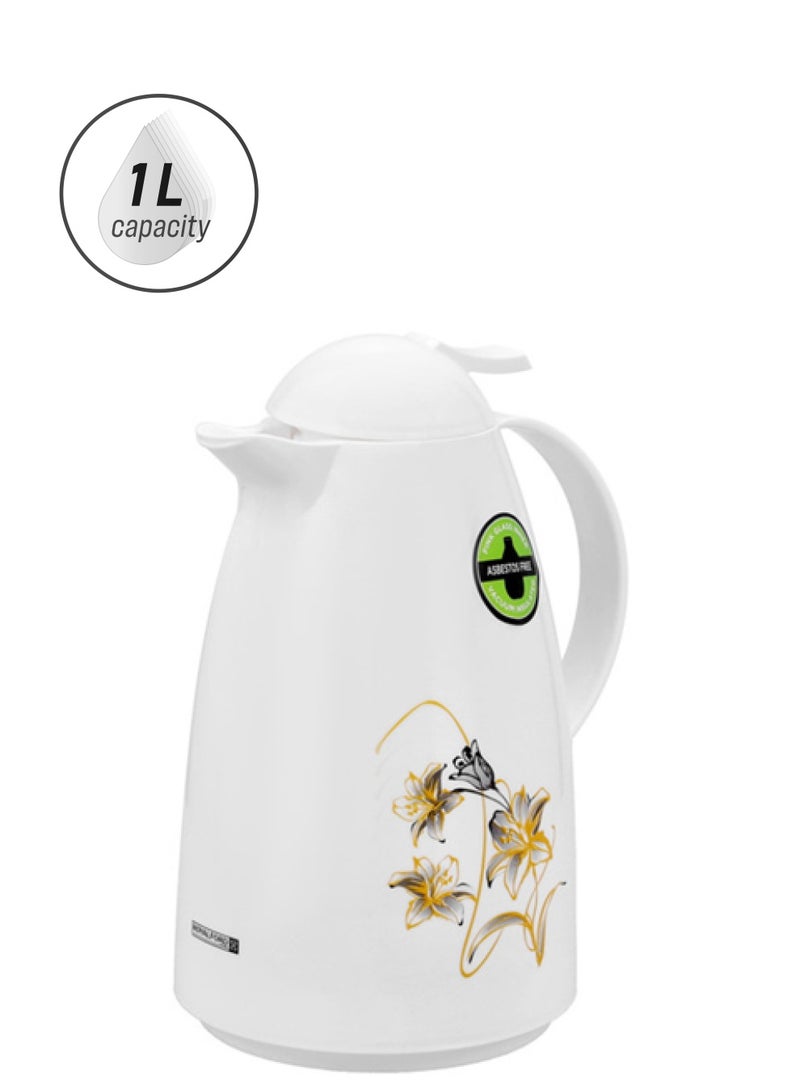 Royalford Oriantal Glass Vacuum Flask White 15.2x15.2x26cm - Image 1