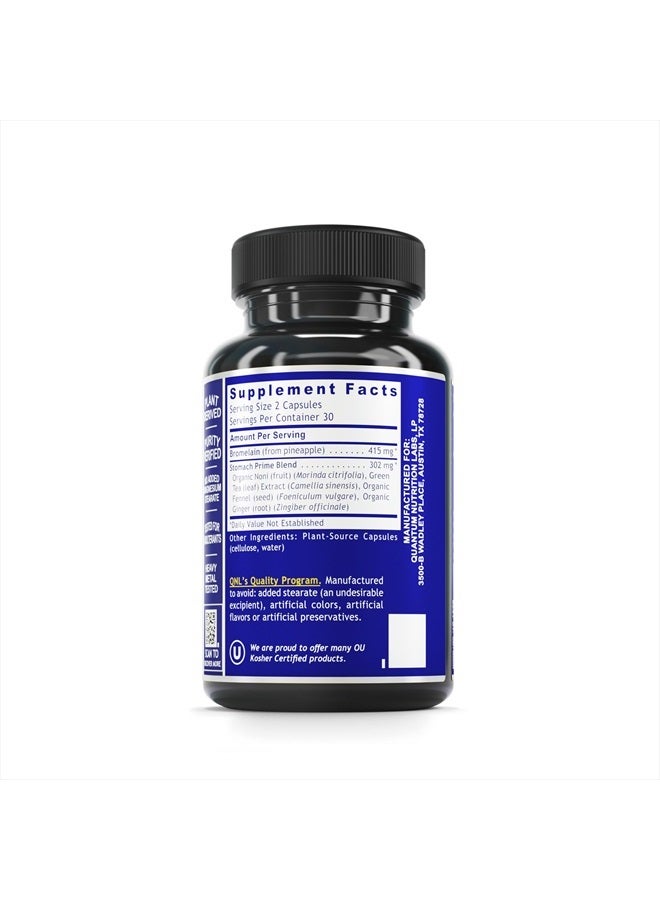 Quantum Nutrition QNL Quantum Stomach Support - Digestive Enzymes for Women & Men - Organic Digestion Supplement - Vegan Bromelain Nutritional Supplement - 60 Plant-Source Caps - Image 2