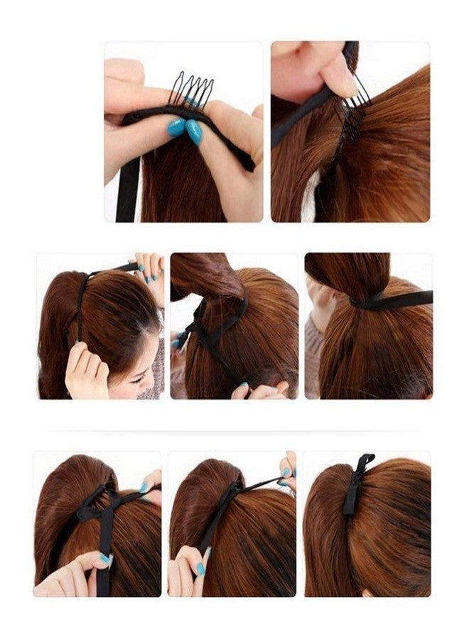 Ashkash Straight Long Ribbon Ponytail Extensions Wrap Around Synthetic Clip In Ponytail Hair Extensions Hairpieces For Women Girls (Brown) - Image 4
