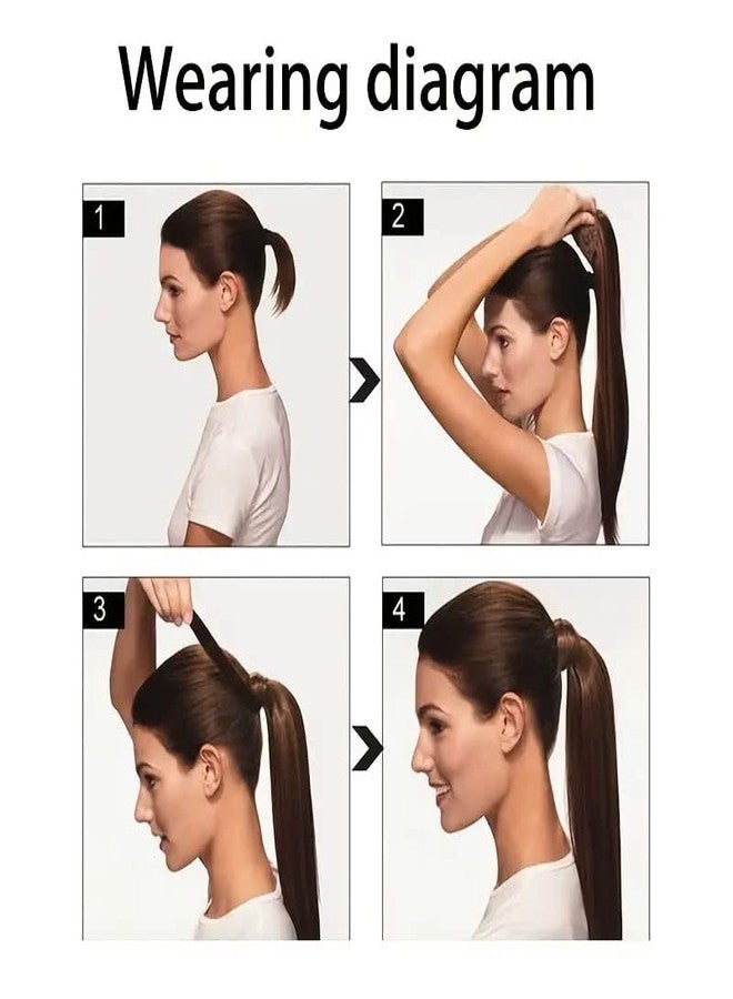 Ashkash Straight Long Ribbon Ponytail Extensions Wrap Around Synthetic Clip In Ponytail Hair Extensions Hairpieces For Women Girls (Brown) - Image 5