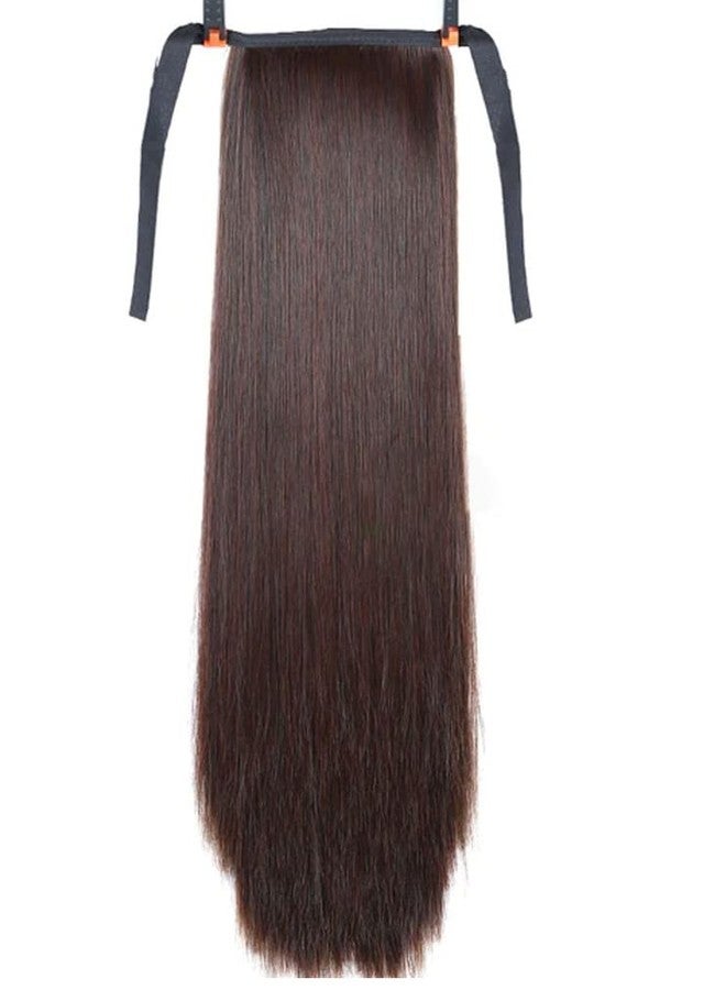 Ashkash Straight Long Ribbon Ponytail Extensions Wrap Around Synthetic Clip In Ponytail Hair Extensions Hairpieces For Women Girls (Brown) - Image 1