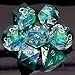 Haxtec DND Dice Set Sharp Edge Resin Dice Iridecent Inclusion with Dice Case Green DD Dice for RPG Role Playing Games Compatible with Dungeons and Dragons Gift Galaxy Series - Image 4