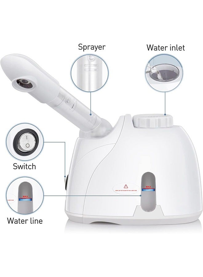 Facial Steamer Hydrating and Moisturizing Warm Mist Humidifier with 360° Rotatable Sprayer for Face Deep Cleaning Vaporizer Sprayer Salon Home Spa Portable Skin Care Whitening K33S (White) - Image 2