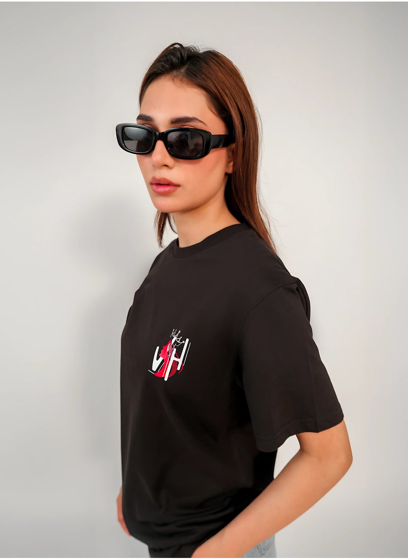 Vasl Hub - Stylish Oversized Black Graphic T-Shirt for Women – Your Highness | Vasl Hub - Image 1