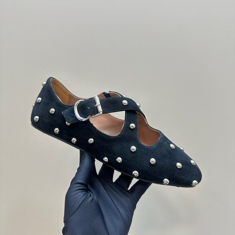 25 New Suede Rivet Drill Mary Jane Shoes Women'S Spring New Flat Sports Casual Shoes Ballet Shoes Women - Image 1