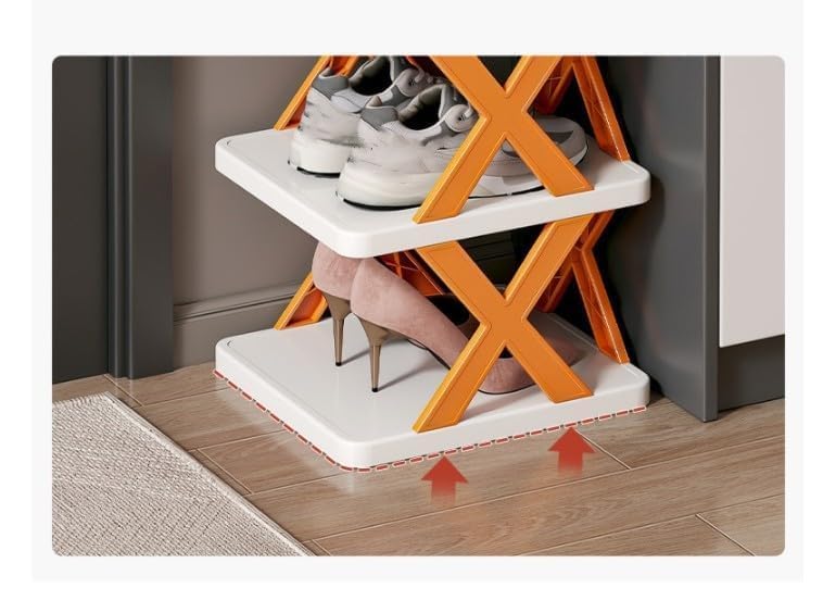 BBD kitchen shop 6Layer Foldable Shoe Rack Stand Adjustable Portable Shoe Organizer Collapsible Plastic Shoe Cabinet Storage SpaceSaving Shoe Organizer for Home Office Multicolor - Image 5