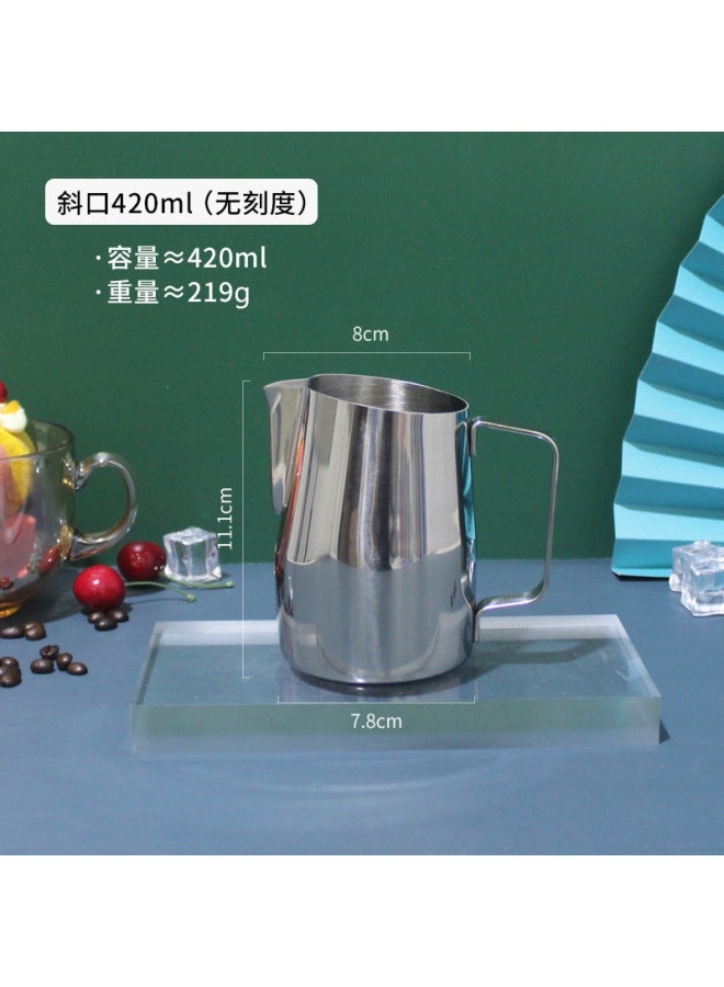 Thickened Graduated Stainless Steel Flower Cup Fancy Coffee Oblique Mouth Pointed Mouth Milk Bubble Pot 350/450/600ml