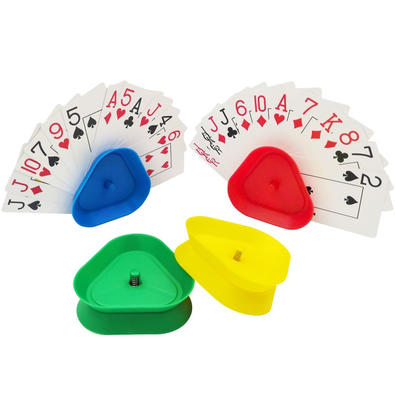 Yuanhe Playing Card Games Holder - 4Pack Little Hands Cards Tray for Kids, Seniors,Hands Free Cards Holders for Cards Game, Poker Parties, Family Card Game Nights - Image 1