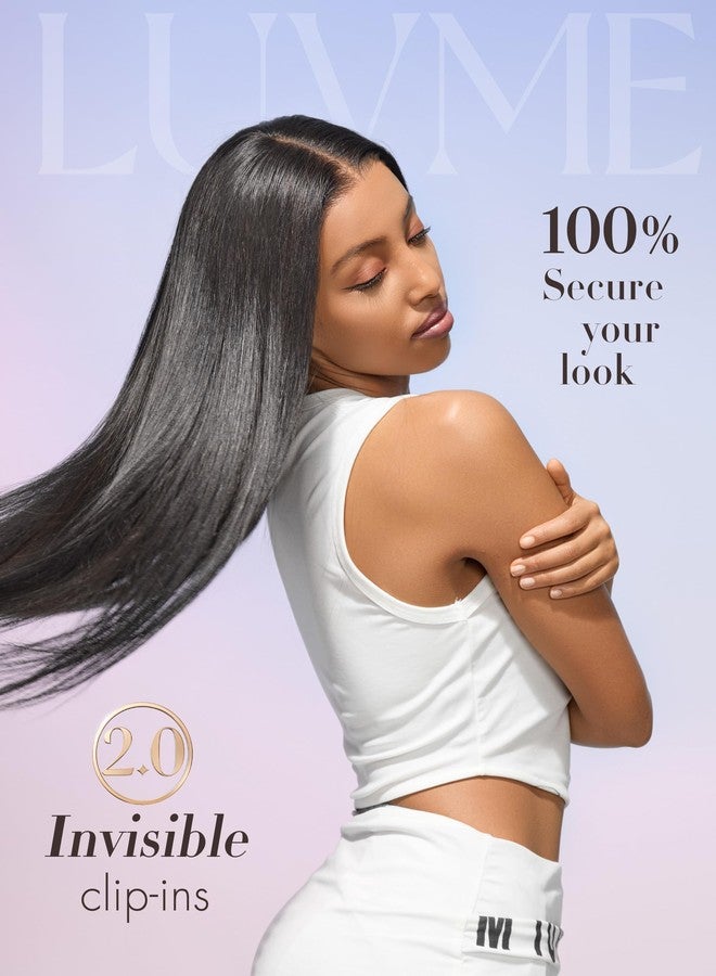 LUVME وصلات شعر LUVME غير مرئية بمشابك، 0.82 مم، ناعمة كالحرير، 14 بوصة، 110 غرام، 7 قطع، شعر بشري طبيعي 100%، لون أسود طبيعي، مجموعة من سبع قطع لتغطية متساوية ومظهر حريري طبيعي - Image 2