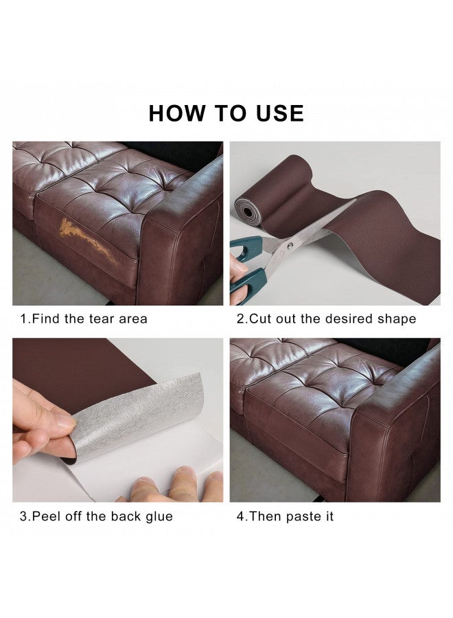 YAFLC YAFLC Leather Repair Patch for Furniture, 4" x 63" Self Adhesive Leather Repair Kit Vinyl Repair Tape for Car Seat Sofa Jackets Couches Chair Brown - Image 2