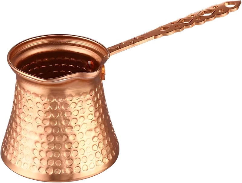 Coffee Briki, Vintage Greek Arabic Coffee Pot, Long Handle Aluminum Coffee, Special Hammered Pattern, Turkish - Image 1