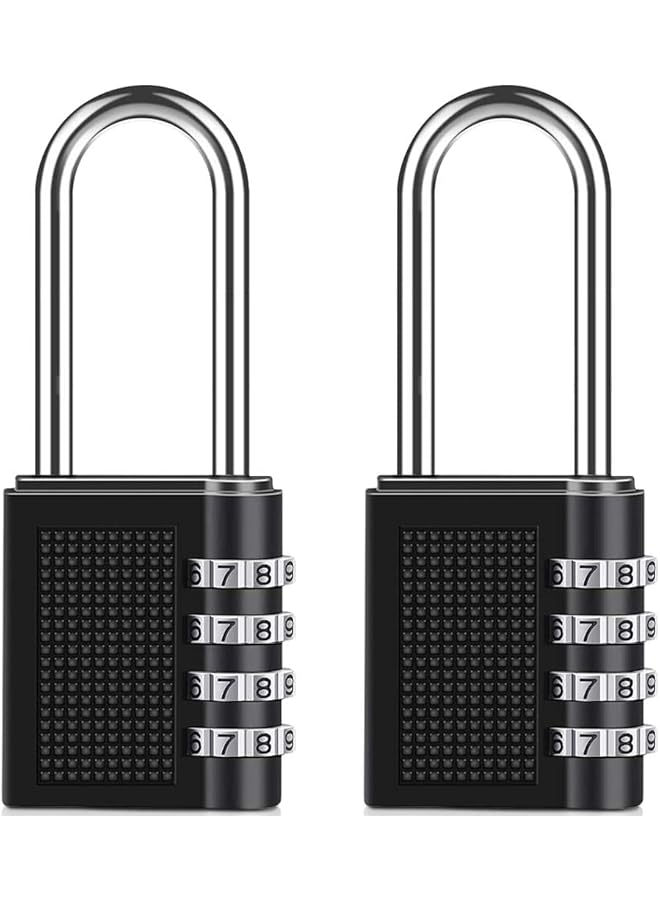 PROMASS PROMASS Combination Padlock, Long Shackle 4 Digit Locker Lock Weatherproof Lock Outdoor Combination Lock for School Gym Locker, Door, Fence, Hasp, Shed, Garage, Storage Box(Black) 2 Pack  - Image 1