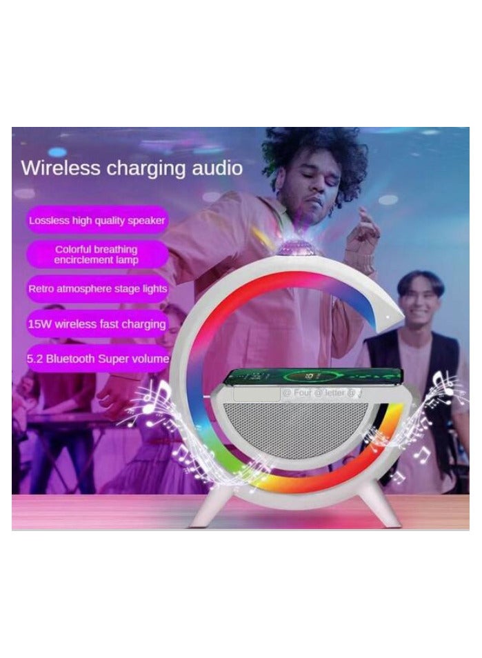 Rechargeable 4 in 1 Wireless Charger 15W and Bluetooth Speaker and Night Light in Multicolour and Disco Lights - Image 3