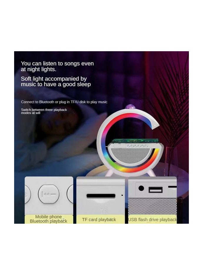 Rechargeable 4 in 1 Wireless Charger 15W and Bluetooth Speaker and Night Light in Multicolour and Disco Lights - Image 5