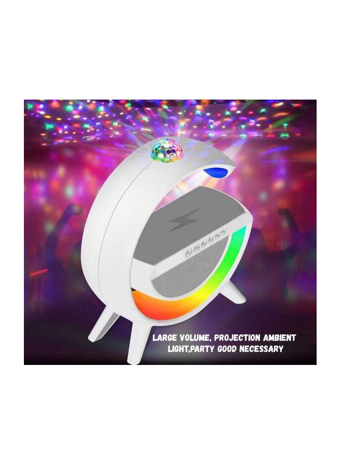Rechargeable 4 in 1 Wireless Charger 15W and Bluetooth Speaker and Night Light in Multicolour and Disco Lights - Image 1